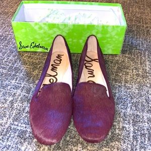 Sam Edelman Burgundy Real Dyed Calf Fur Alvin Flats Size 8.5 w/ box- no lid